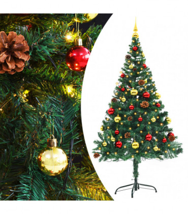 vidaXL Artificial Pre-lit Christmas Tree with Baubles Green 150 cm
