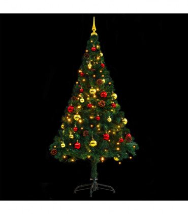 vidaXL Artificial Pre-lit Christmas Tree with Baubles Green 150 cm