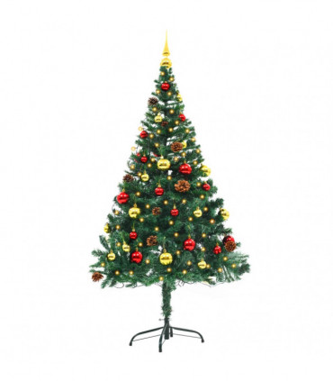 vidaXL Artificial Pre-lit Christmas Tree with Baubles Green 150 cm