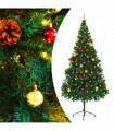vidaXL Artificial Pre-lit Christmas Tree with Baubles Green 210 cm