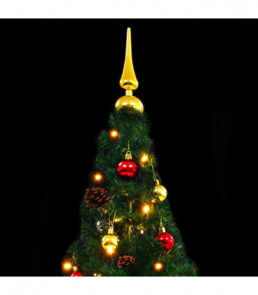 vidaXL Artificial Pre-lit Christmas Tree with Baubles Green 210 cm