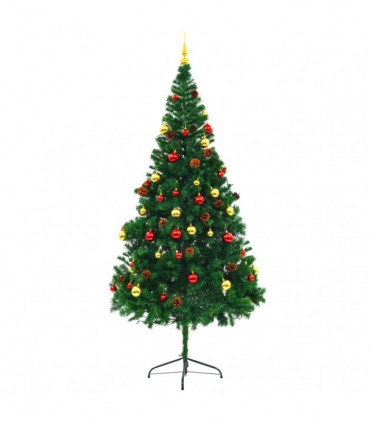 vidaXL Artificial Pre-lit Christmas Tree with Baubles Green 210 cm