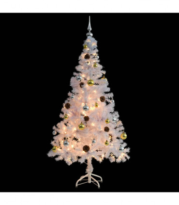 vidaXL Artificial Pre-lit Christmas Tree with Baubles White 150 cm