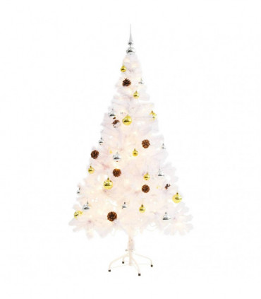 vidaXL Artificial Pre-lit Christmas Tree with Baubles White 150 cm