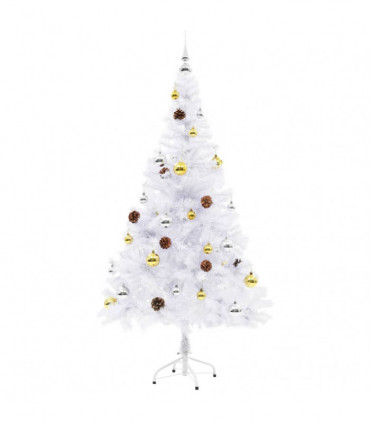 vidaXL Artificial Pre-lit Christmas Tree with Baubles White 150 cm