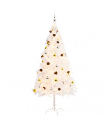 vidaXL Artificial Pre-lit Christmas Tree with Baubles White 180 cm