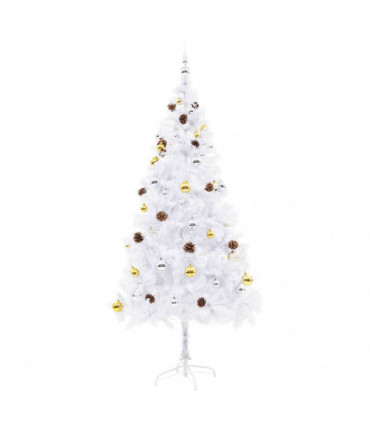 vidaXL Artificial Pre-lit Christmas Tree with Baubles White 180 cm