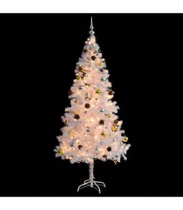vidaXL Artificial Pre-lit Christmas Tree with Baubles White 180 cm