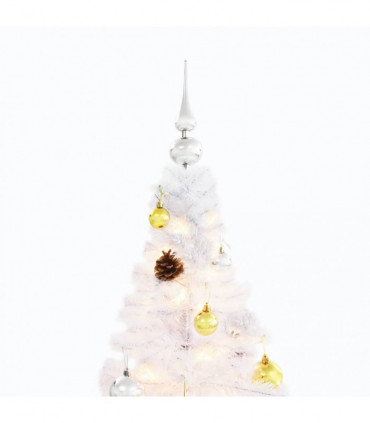 vidaXL Artificial Pre-lit Christmas Tree with Baubles White 180 cm