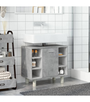 vidaXL Bathroom Cabinet Concrete Grey 60x32x53.5 cm Engineered Wood