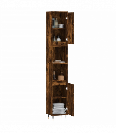 vidaXL Bathroom Cabinet Smoked Oak 30x30x190 cm Engineered Wood
