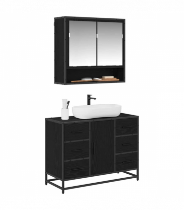 vidaXL Bathroom Furniture Set 2 pcs Black oak 80 x 33 x 60 cm