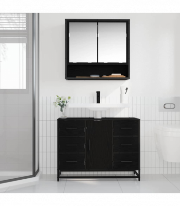 vidaXL Bathroom Furniture Set 2 pcs Black oak 80 x 33 x 60 cm
