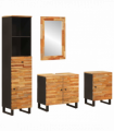 vidaXL Bathroom Sets with Drawer with Shelf Natural Solid Mango Wood