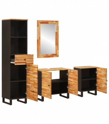 vidaXL Bathroom Sets with Drawer with Shelf Natural Solid Mango Wood