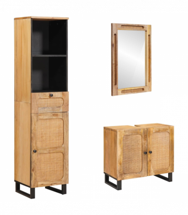 vidaXL Bathroom Sets with Drawer with Shelf Natural Solid Mango Wood