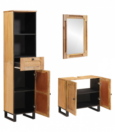 vidaXL Bathroom Sets with Drawer with Shelf Natural Solid Mango Wood