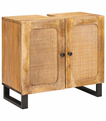 vidaXL Bathroom Sets with Drawer with Shelf Natural Solid Mango Wood