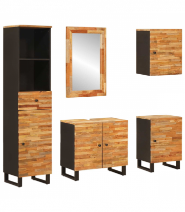 vidaXL Bathroom Sets with Drawer with Shelf Natural Solid Mango Wood