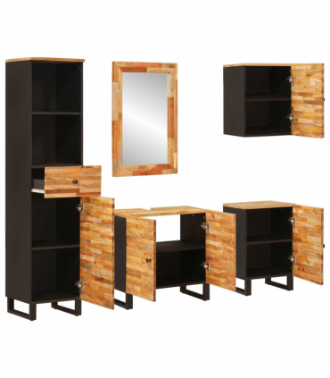 vidaXL Bathroom Sets with Drawer with Shelf Natural Solid Mango Wood