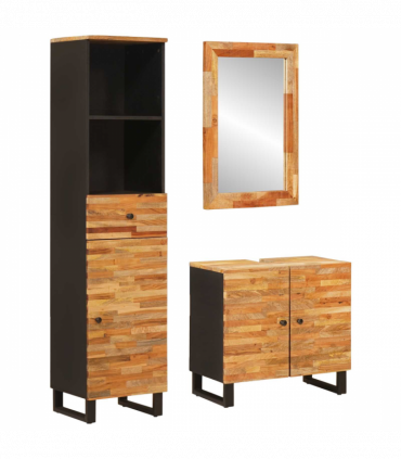 vidaXL Bathroom Sets with Drawer with Shelf Natural Solid Mango Wood