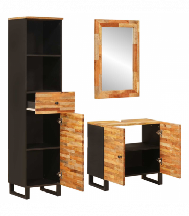 vidaXL Bathroom Sets with Drawer with Shelf Natural Solid Mango Wood