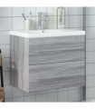 vidaXL Bathroom Sink Cabinet with Built-in Basin Grey Sonoma
