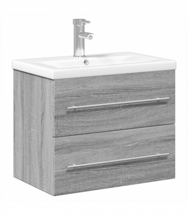 vidaXL Bathroom Sink Cabinet with Built-in Basin Grey Sonoma