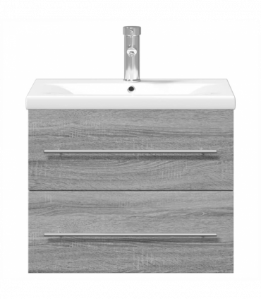 vidaXL Bathroom Sink Cabinet with Built-in Basin Grey Sonoma