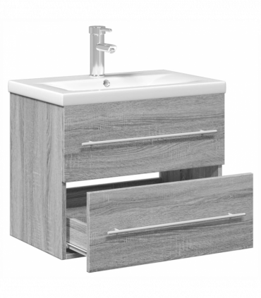 vidaXL Bathroom Sink Cabinet with Built-in Basin Grey Sonoma
