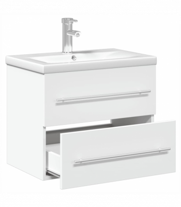 vidaXL Bathroom Sink Cabinet with Built-in Basin White