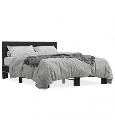vidaXL Bed Frame Black 120x200 cm Engineered Wood and Metal
