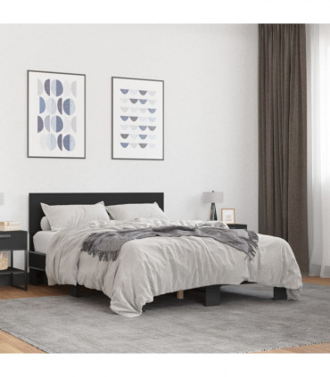 vidaXL Bed Frame Black 120x200 cm Engineered Wood and Metal