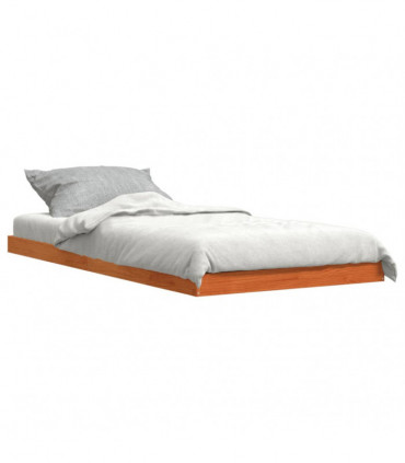 vidaXL Bed Frame Wax Brown 90x190 cm Single Solid Wood Pine