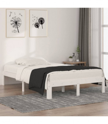 vidaXL Bed Frame White Solid Wood 120x190 cm Small Double