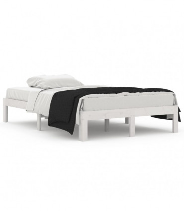 vidaXL Bed Frame White Solid Wood 120x190 cm Small Double