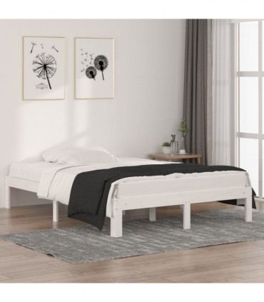 vidaXL Bed Frame White Solid Wood 135x190 cm Double