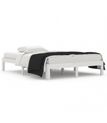 vidaXL Bed Frame White Solid Wood 135x190 cm Double