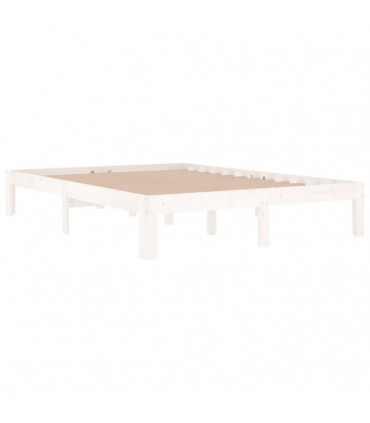 vidaXL Bed Frame White Solid Wood 135x190 cm Double