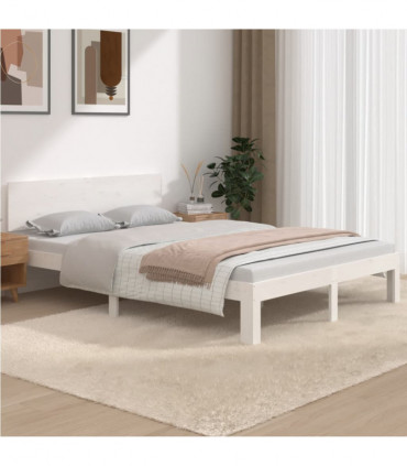 vidaXL Bed Frame White Solid Wood 135x190 cm Double