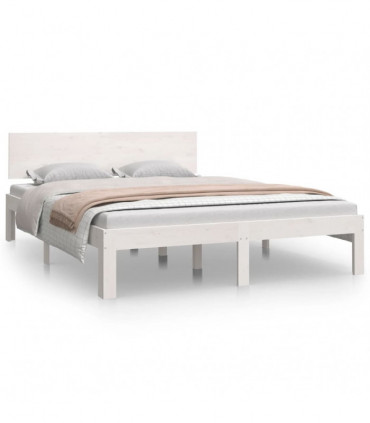 vidaXL Bed Frame White Solid Wood 135x190 cm Double
