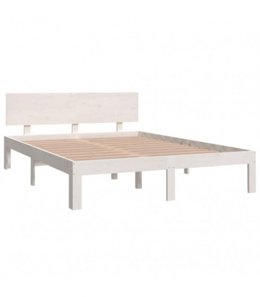 vidaXL Bed Frame White Solid Wood 135x190 cm Double