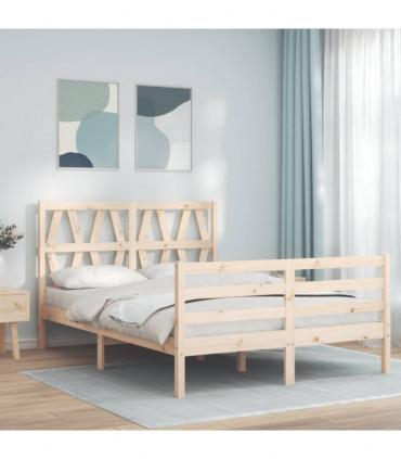 vidaXL Bed Frame with Headboard 140x190 cm Solid Wood