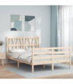 vidaXL Bed Frame with Headboard 140x190 cm Solid Wood