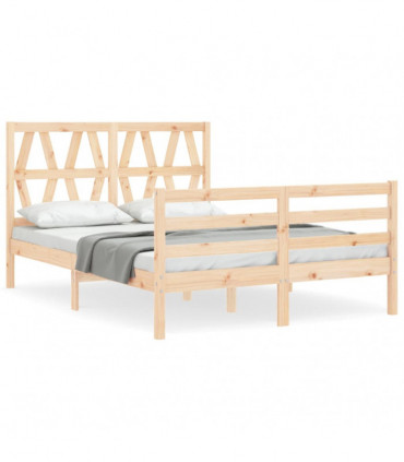 vidaXL Bed Frame with Headboard 140x190 cm Solid Wood