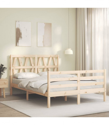 vidaXL Bed Frame with Headboard 140x190 cm Solid Wood