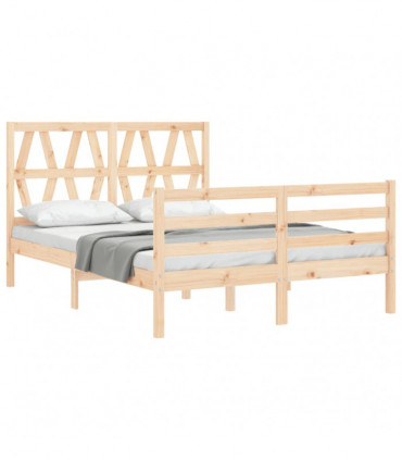 vidaXL Bed Frame with Headboard 140x190 cm Solid Wood