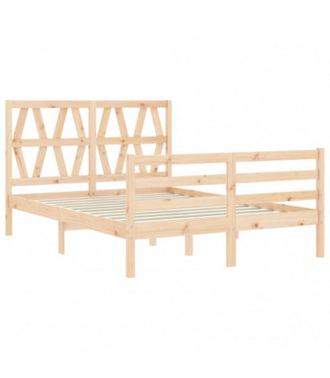 vidaXL Bed Frame with Headboard 140x190 cm Solid Wood