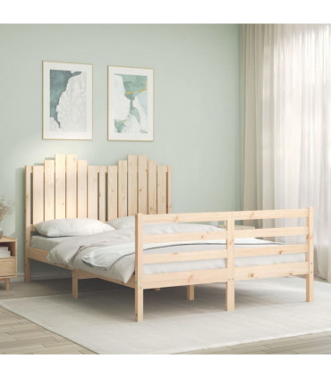 vidaXL Bed Frame with Headboard 140x190 cm Solid Wood