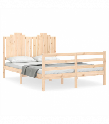 vidaXL Bed Frame with Headboard 140x190 cm Solid Wood